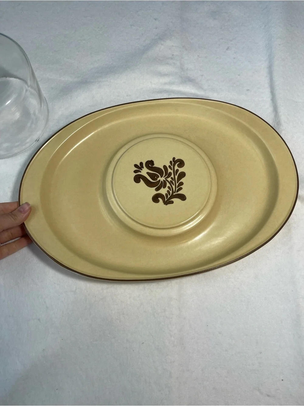 VINTAGE PFALTZGRAFF USA CHEESE ’N CRACKER TRAY #803 WITH ORIGINAL GLASS DOME